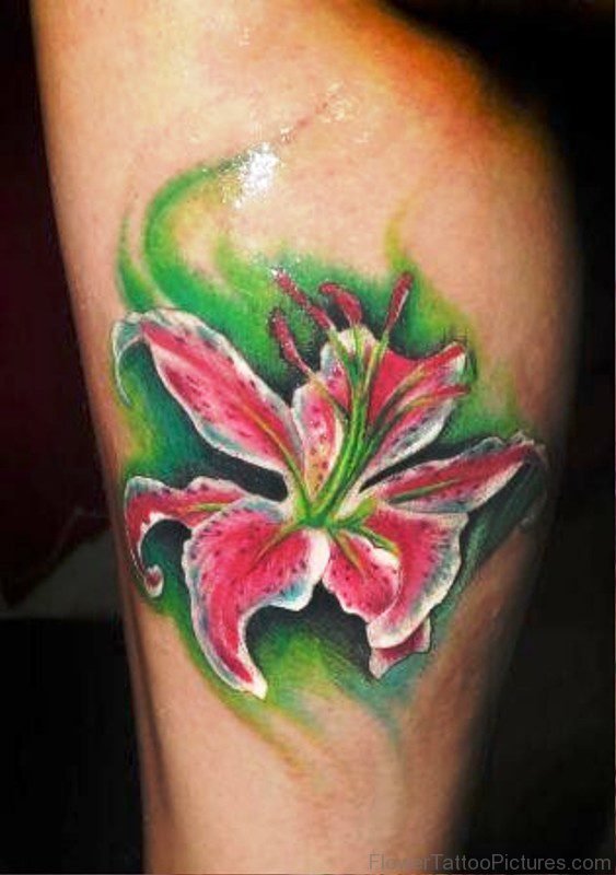 3D Multicolored Orchid Flower Tattoo Design
