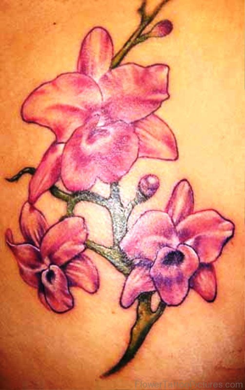 Amazing Orchid Flower Tattoo