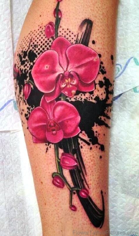 Beautiful Orchid Flowers Tattoo Design