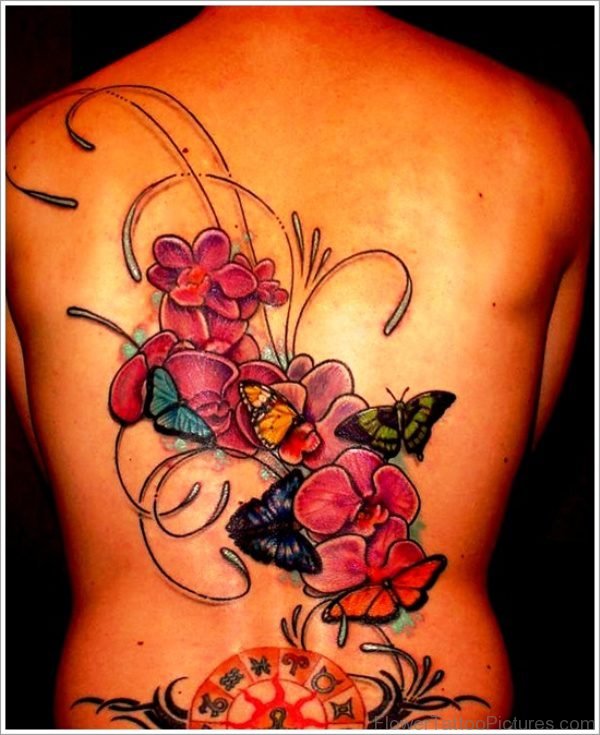 Best Orchid Flowers Tattoo On Back