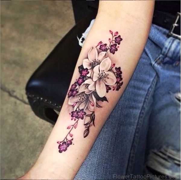 Classic Orchid Flower Tattoo On Arm