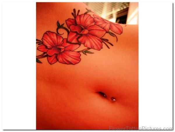 Excellent Orchid Flower Tattoo On Rib
