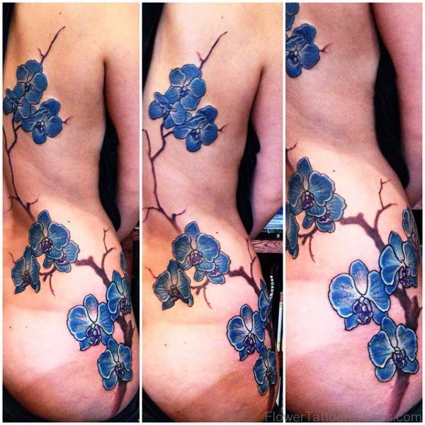 Full Back Orchid Flowers Tattoo Design
