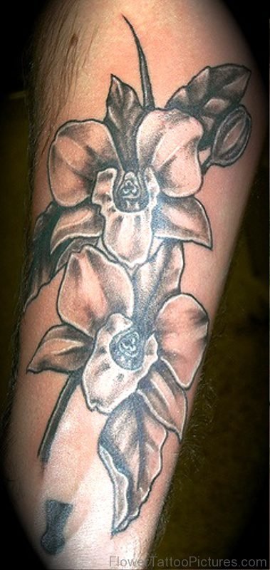 Grey And Black Orchid Flower Tattoo Design