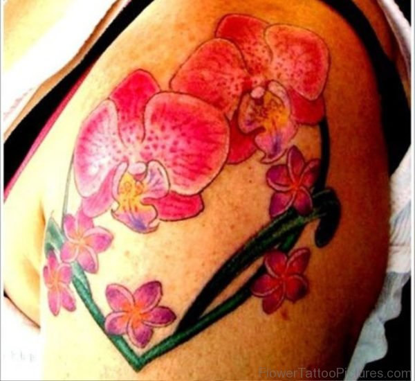 Heart Shape Orchid Flower Tattoo