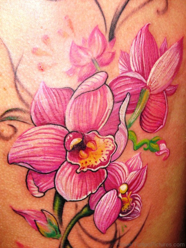 Magnificent Orchid Flowers Tattoo Design
