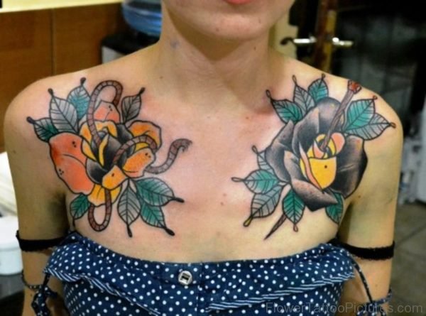 Amazing Colorful Roses Tattoo