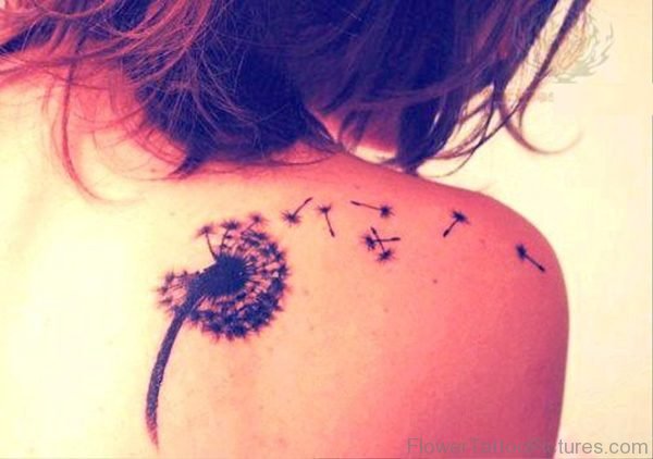 Amazing Dandelion Tattoo On Shoulder