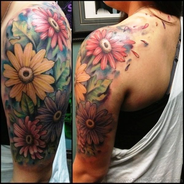 Amazing Flower Tattoo On Shoulder 1