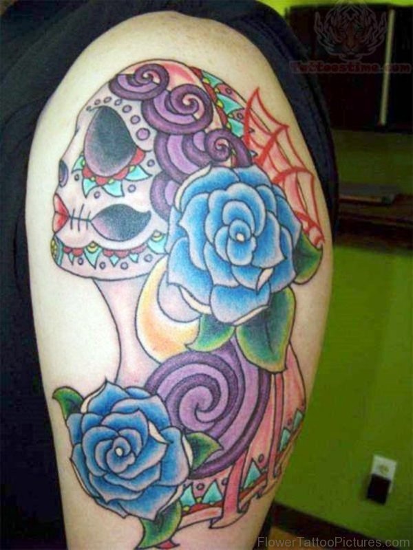 Amazing Lady And Rose Tattoo