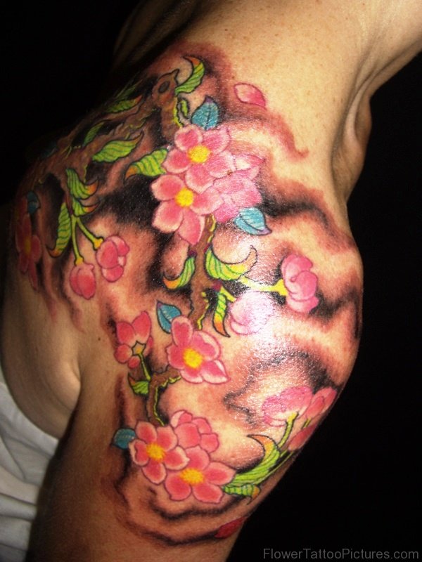 Attractive Cherry Blossom Flower Tattoo Design
