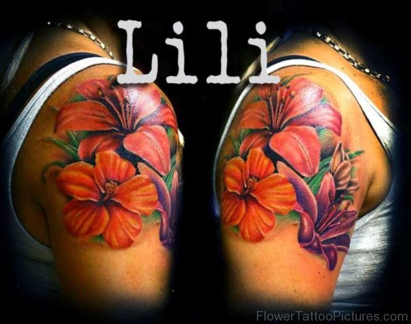 Attractive Colorful Hibiscus Flower Tattoo
