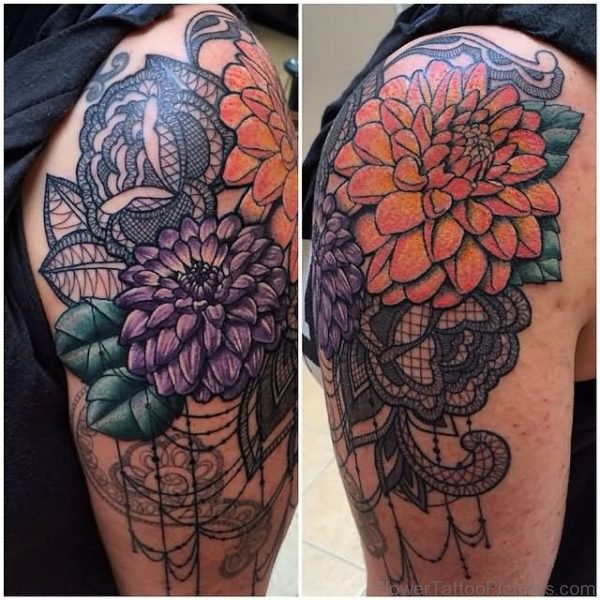 Attractive Dahlia Flower Tattoo
