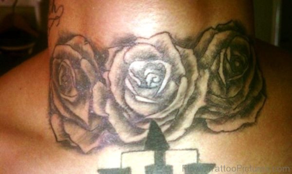Attractive Roses Tattoo On Neck