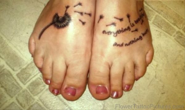 Awesome Dandelion Tattoo On Feet