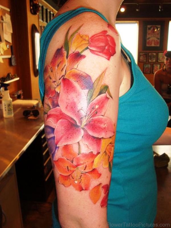Awesome Lily Flower Tattoo