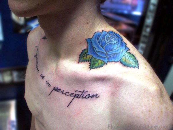 Beautiful Blue Rose Neck Tattoo Design