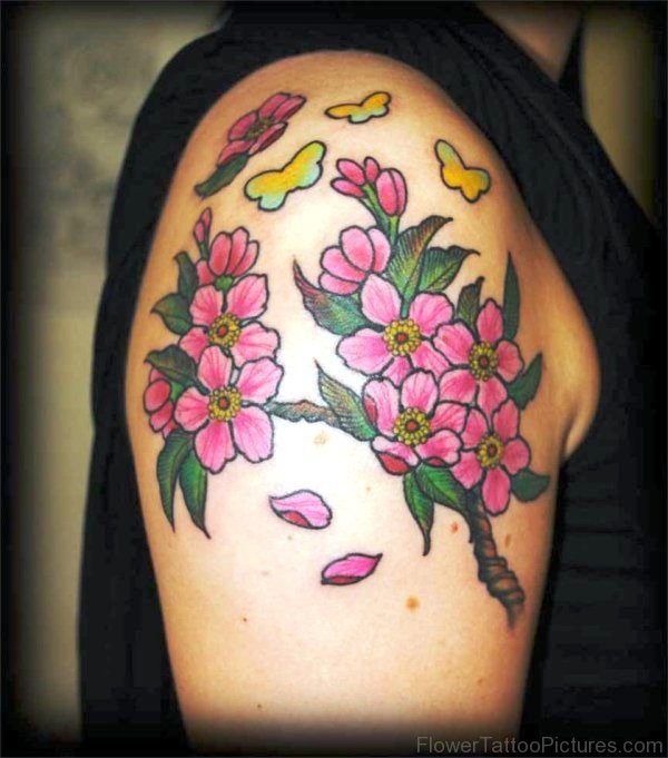 Beautiful Cherry Blossom Flowers Tattoo Design
