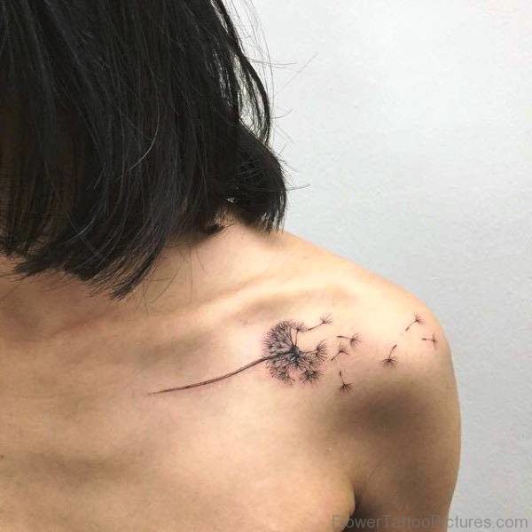 Beautiful Dandelion Tattoo On Shoulder