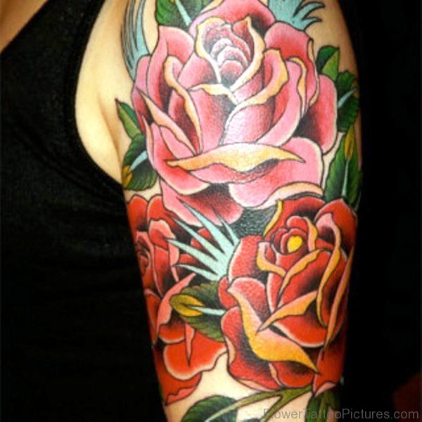 Beautiful Rose Tattoo On Left Shoulder
