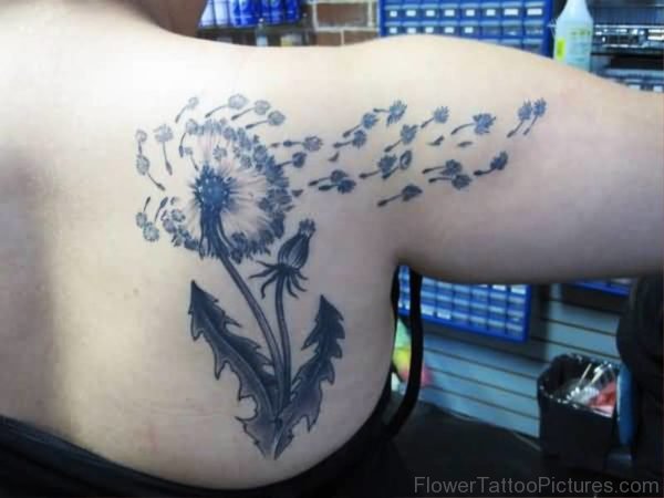 Big Dandelion Tattoo On Shoulder