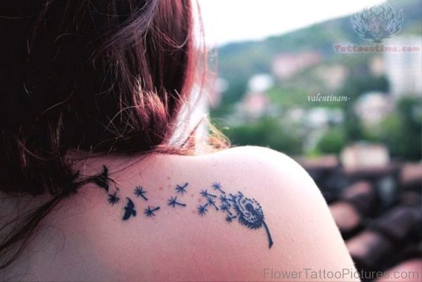 Birds And Dandelion Tattoo On Shoulder