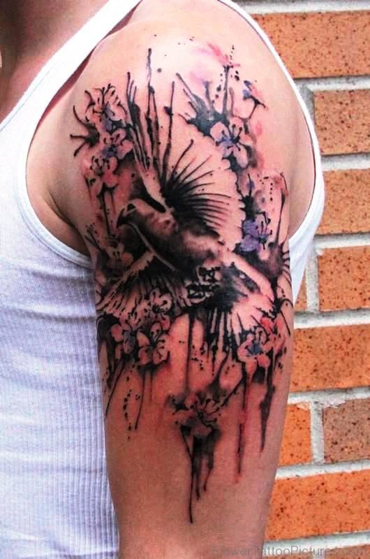 Black Cherry Blossom Tree Tattoo