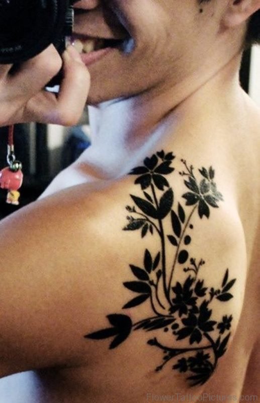 Black Designer Flowers Tattoo