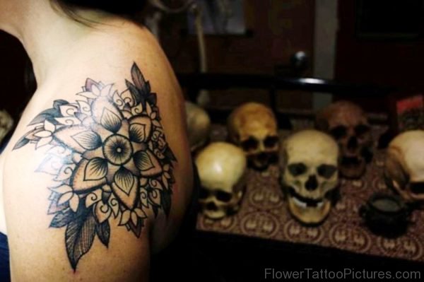 Black Mandala Flower Tattoo