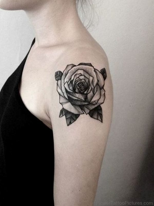 Black Rose Shoulder Tattoo Design 1