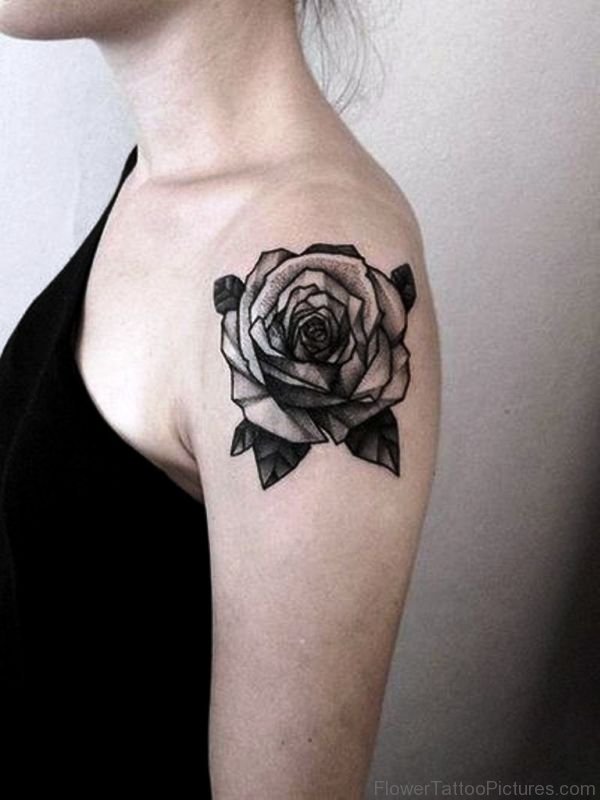 Black Rose Shoulder Tattoo Design