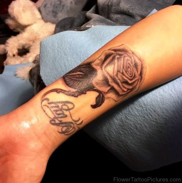 Black Rose Tattoo Design On Wris