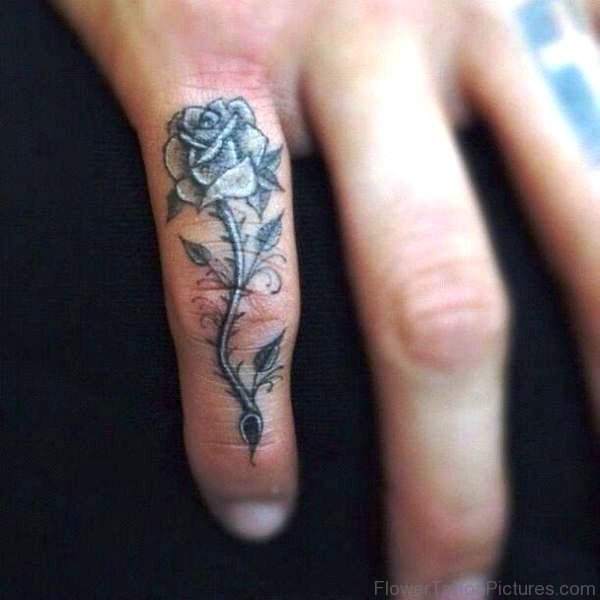 Black Rose Tattoo On Little Finger