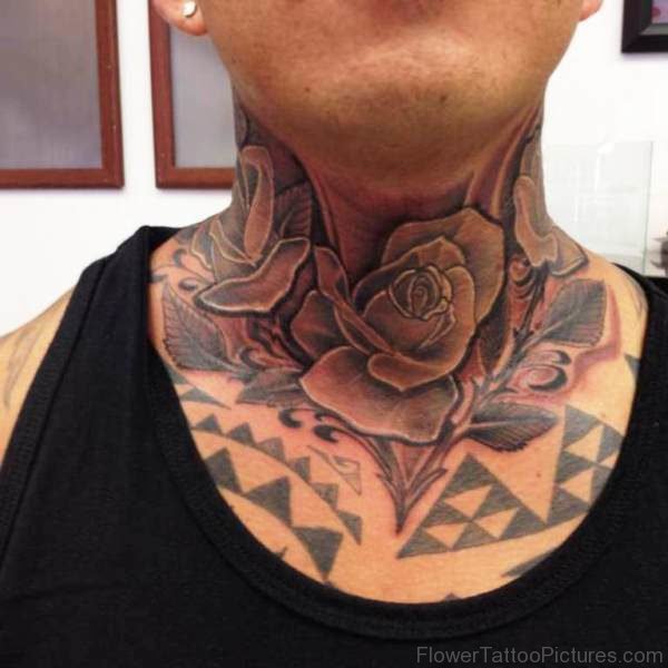 Black Roses Neck Tattoo