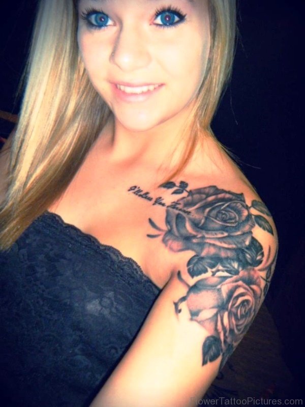 Black Roses Shoulder Tattoo Design
