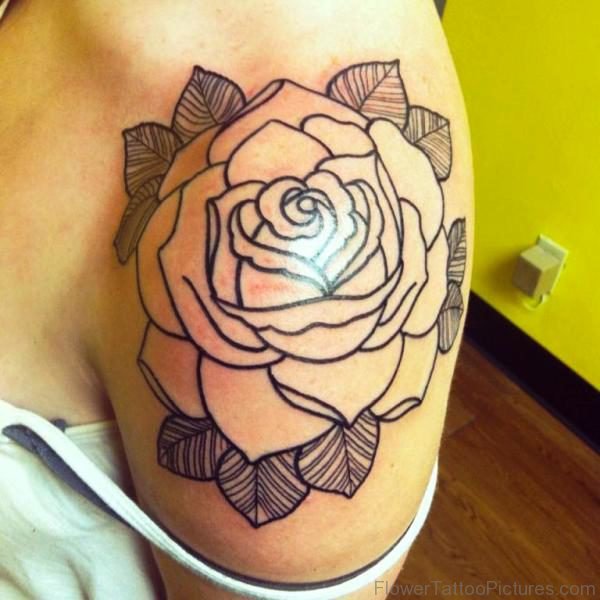 Black Simple Rose Tattoo