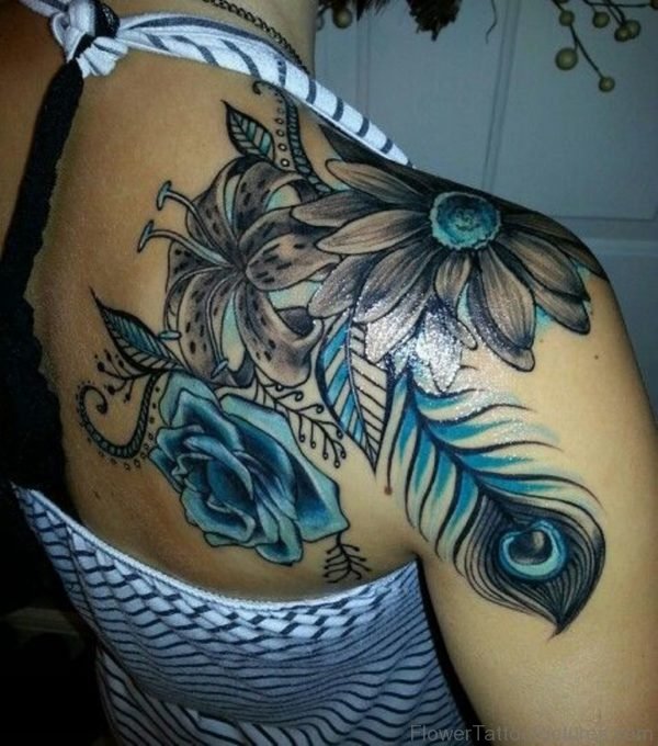Blue Flower Tattoo Design