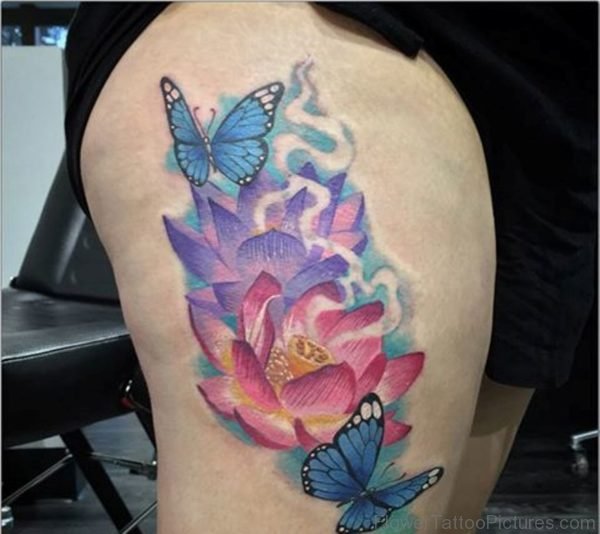 Butterfly And Lotus Tattoo