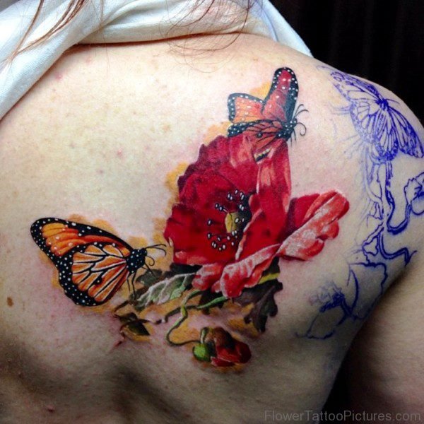 Butterfly And Rose Tattoo