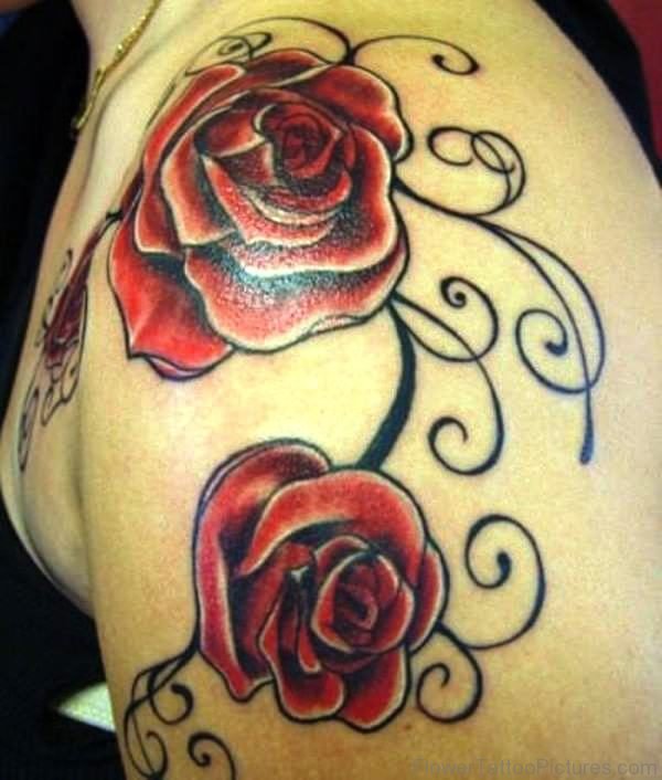 Celtic Red Roses Shoulder Tattoo