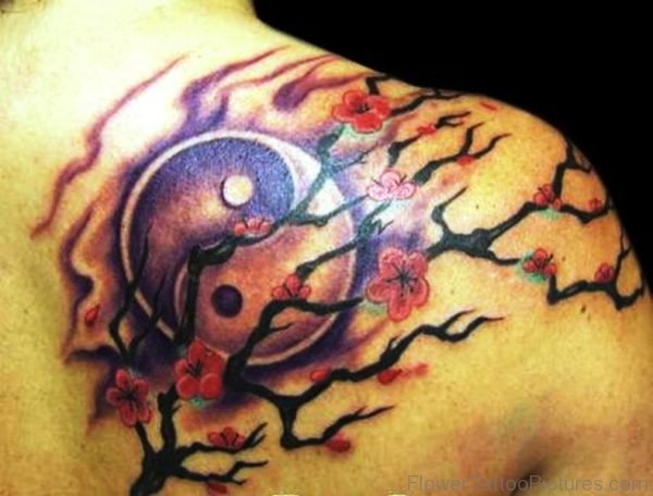 Cherry Blossom And Yin Yang Tattoo Design