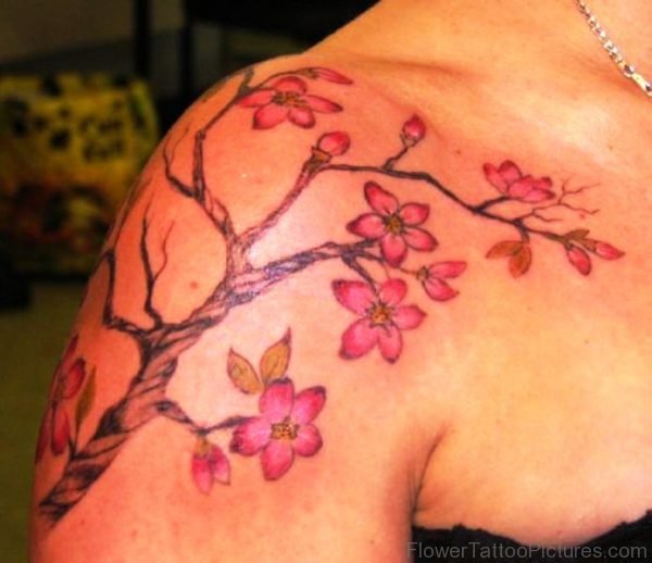Cherry Blossom Tattoo On Shoulder