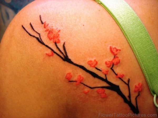 Cherry Blossom Tree Tattoo On Shoulder