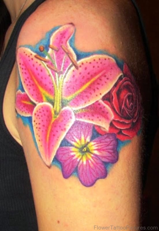 Colored Lily Tattoo