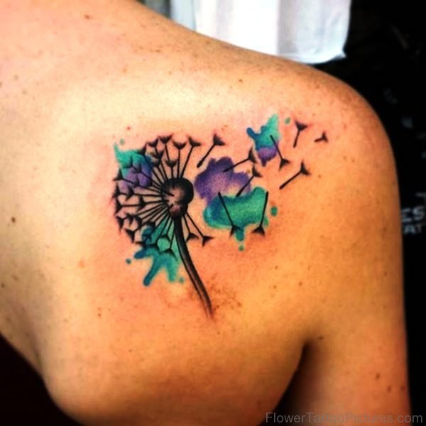 Colorful Dandelion Tattoo Design