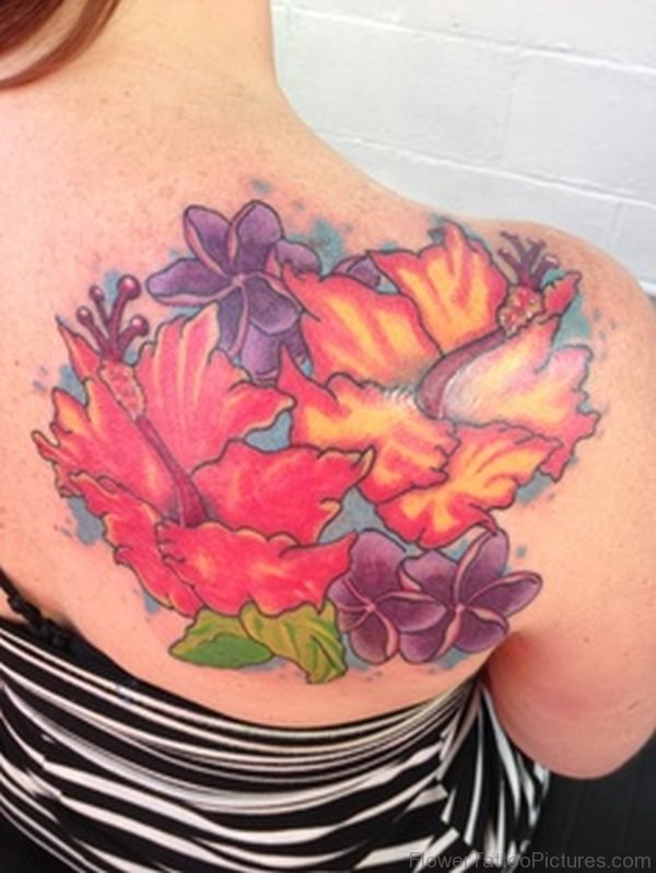 Colorful Hibiscus Flower Tattoo 1