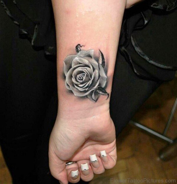 Cool Rose Tattoo On Wrist