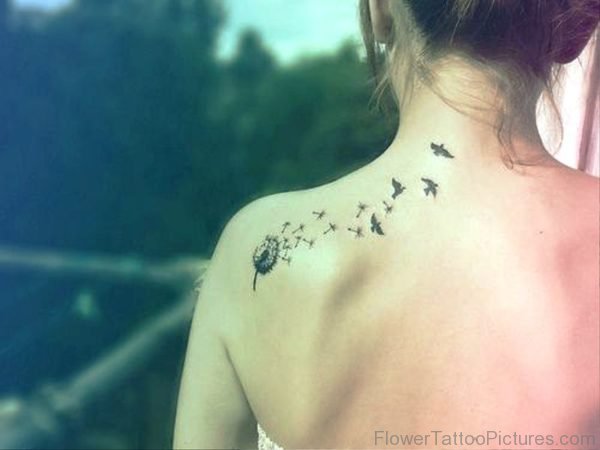 Cute Dandelion Tattoo On Shoulder