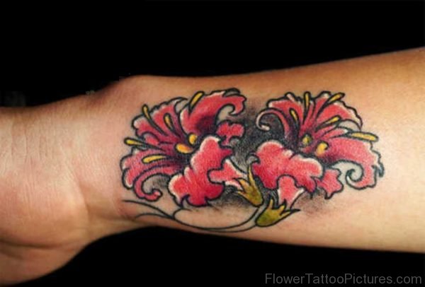 Cute Hibiscus Wrist Tattoo