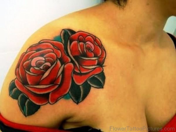 Cute Red Roses Shoulder Tattoo Design